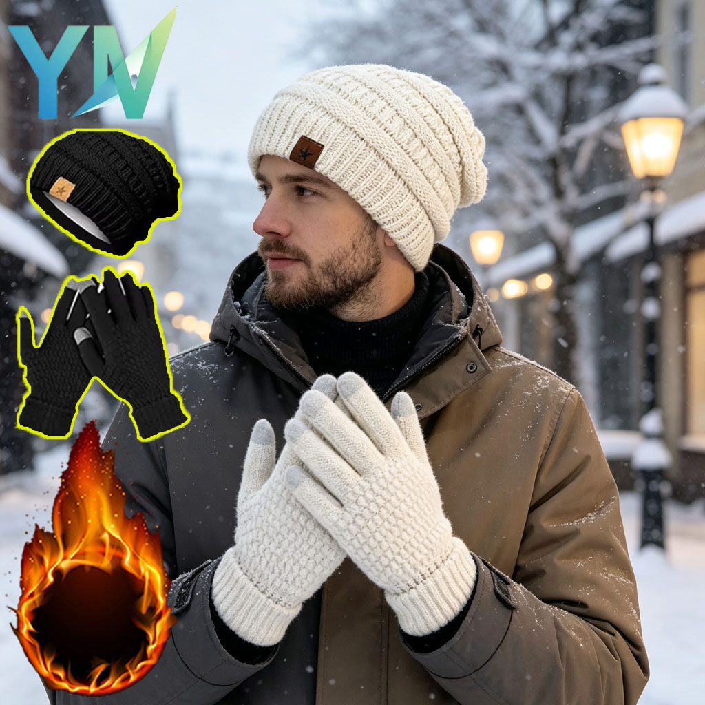 1-5PCS Winter Hat Gloves Set F - Running Gear In Winter recension och pris